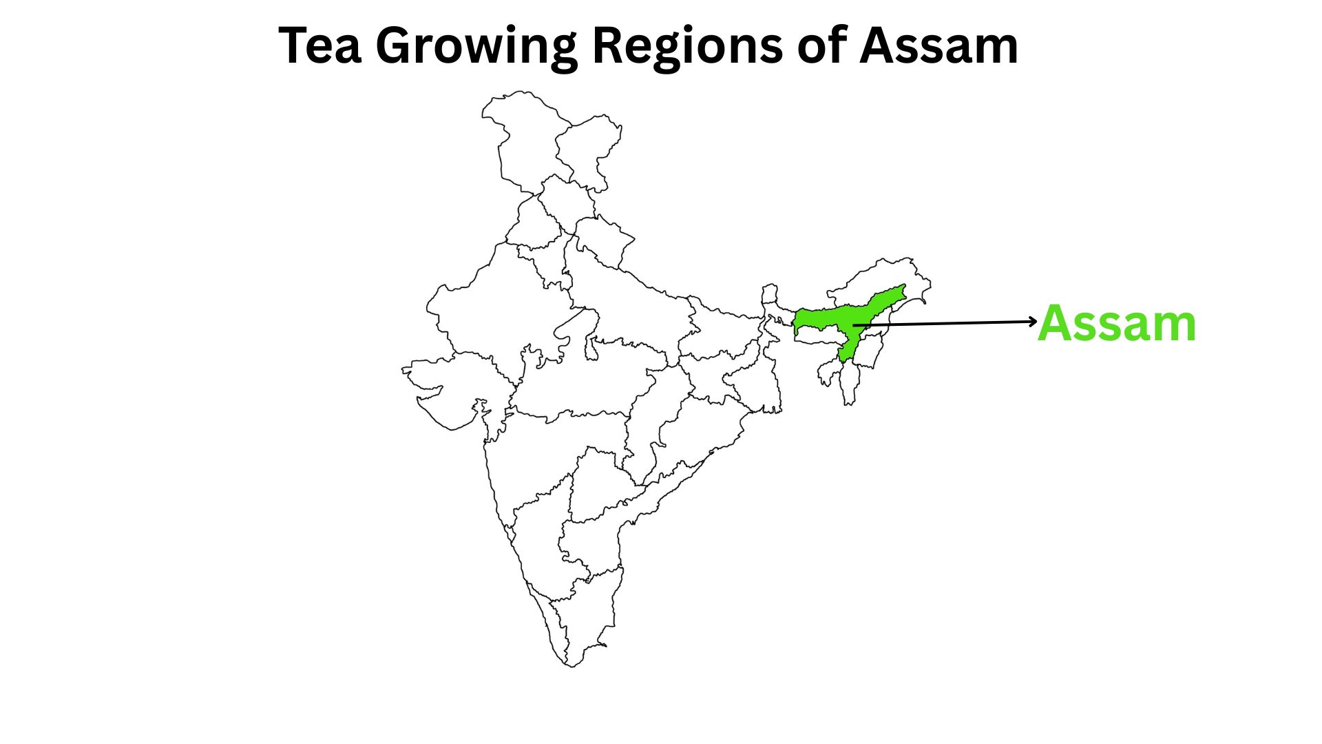 Map showing tea-growing regions of Assam